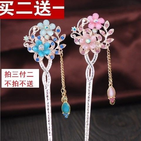 贵童珠钗头饰制作儿童女童发簪盘发饰品发叉女款超仙