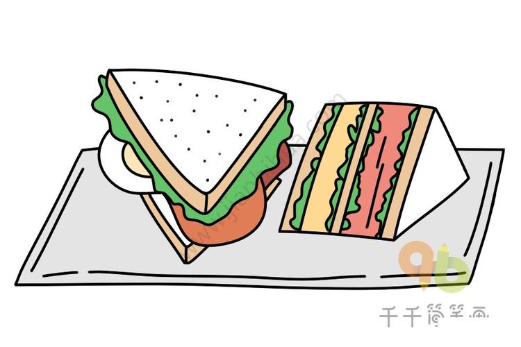 早餐必备 三明治简笔画图片