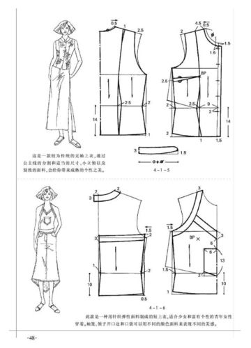 [转载]服装裁剪图--无袖上衣的各种款式图