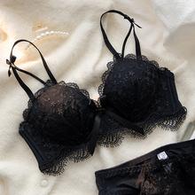 小胸聚拢内衣女性感蕾丝胸罩无钢圈收副乳防下垂平胸加厚文胸套装