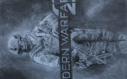 玩家手绘《使命召唤》铅笔画