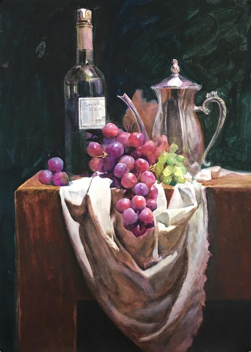 丁学彦水彩静物,花卉画专缉.