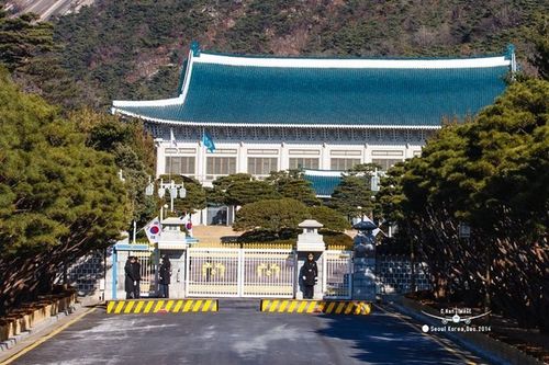 青瓦台看到了,在朝鲜王朝时作为景福宫的后院,如今韩国的总统府.