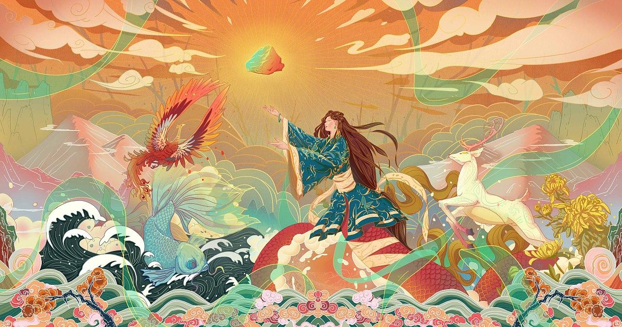 女娲补天|插画|商业插画|带水大荔枝 - 原创作品
