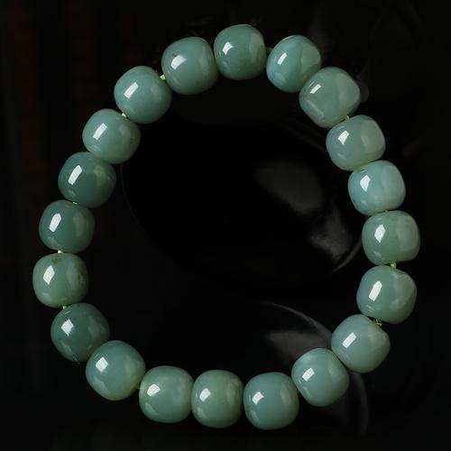 天然无优化且末蓝和田玉手链女男款底子细无杂和田玉手串