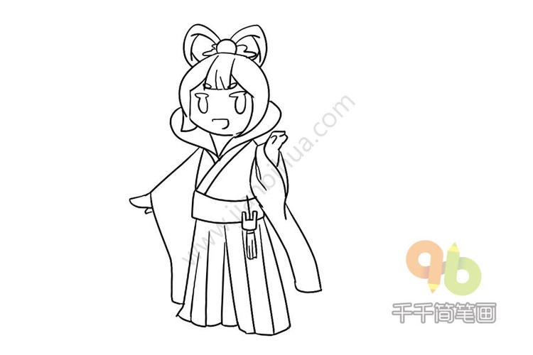 简笔画步骤图,嫦娥,上古时期三皇五帝之一帝喾(天帝帝俊)的女儿,后羿