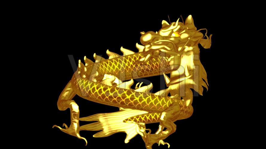 3k超大气中国风黄金龙带白色通明通道视频_视频素材包