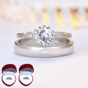 结婚对戒仿真一对婚礼仪式现场用替代情侣戒指女男活口婚戒假钻戒情缘