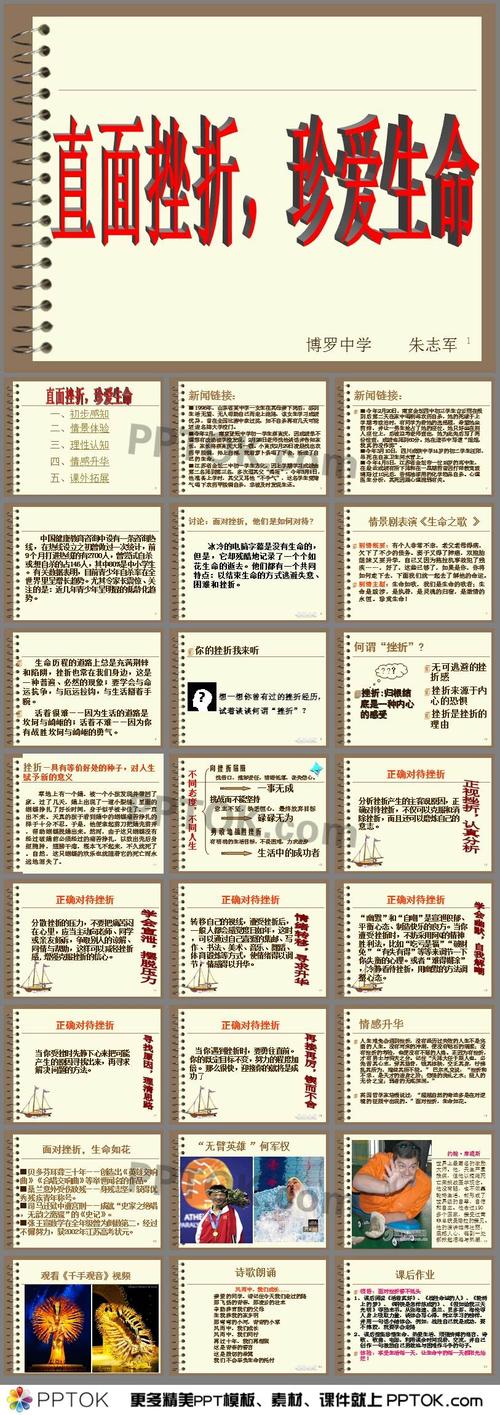 直面挫折珍爱生命的班会ppt