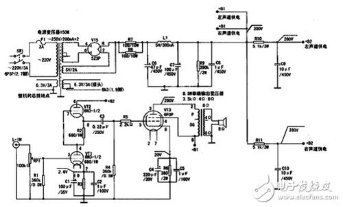 fu7电子管功放电路图大全6n8p6p3p胆机功放电路耦合电容器
