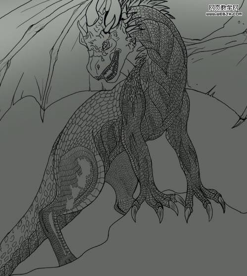 用ps鼠绘一条绿色的喷火飞龙