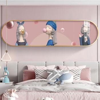 晶恋舍卧室床头装饰画吹泡泡女孩少女儿童房间挂画现代简约温馨泡泡