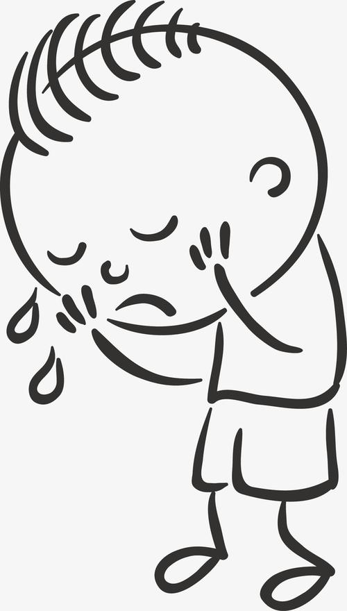 哭泣的小男孩矢量图