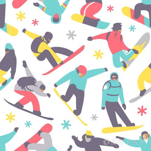 单板滑雪无缝模式矢量