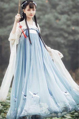 改良汉服连衣裙女唐装清新淡雅古装服装仙女演出表演服cos服全套装