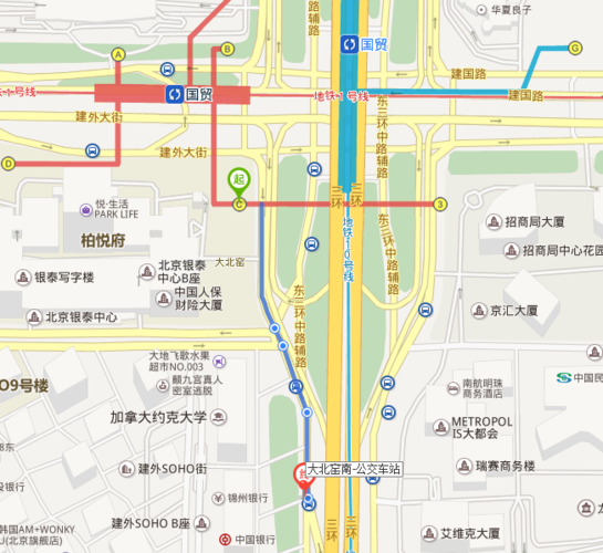 地铁国贸站下,从那个口出坐938路车去香河心脑血管医院