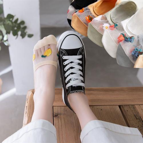 袜子夏季薄款不跟卡通短袜水晶玻璃冰丝浅口船袜女可爱隐形新款威珺