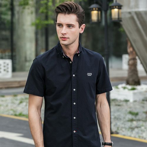 jeep吉普短袖衬衫男夏季男士商务休闲衬衣宽松男装纯棉衬衫1152视频