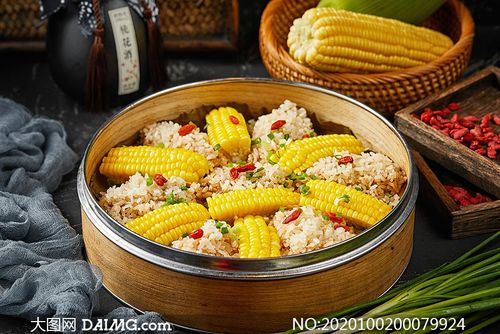 糯米玉米蒸排骨美食高清摄影图片