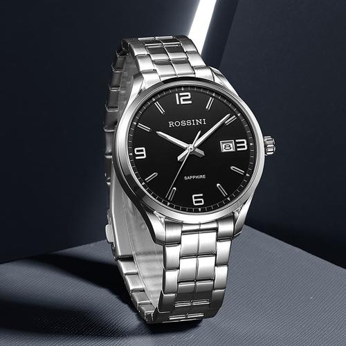 罗西尼rossini手表男国表启迪系列夜光罗马字钉表盘商务男士手表男