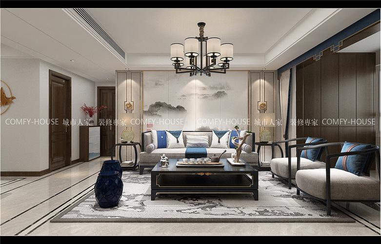 东城花苑120平新中式风格装修效果图,传统中式韵味