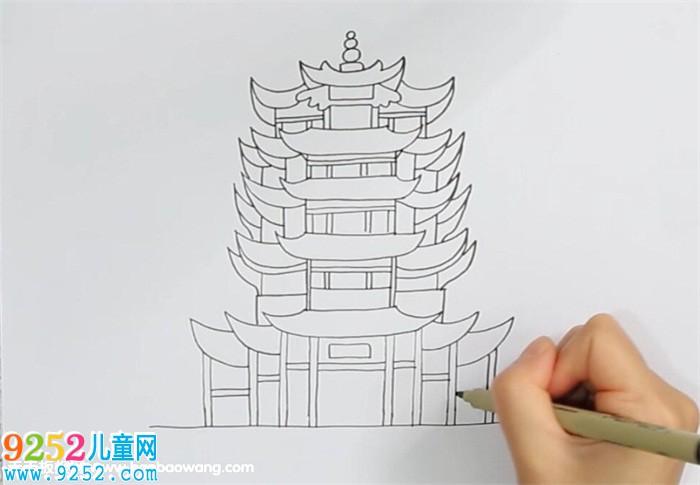 黄鹤楼简笔画 建筑简笔画,黄鹤楼简笔画教程
