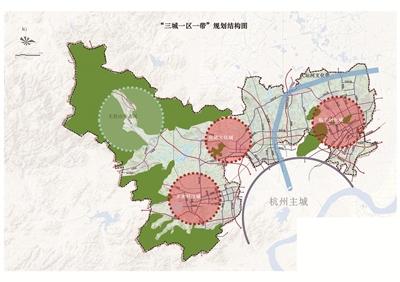 余杭区"三城一区一带"规划结构图阿里南湖达摩小镇效果图希望的田野