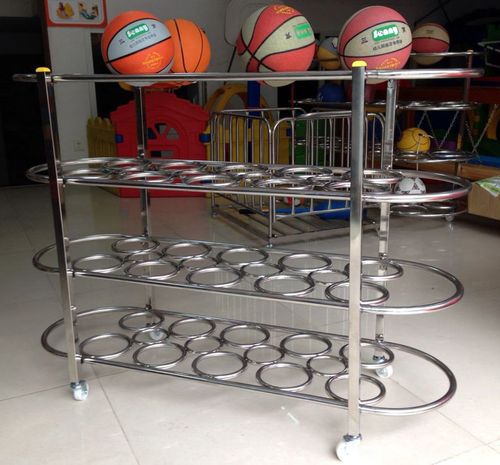 三育篮球置球架 幼儿园儿童可移动篮球收纳框存放篮球架子不锈钢