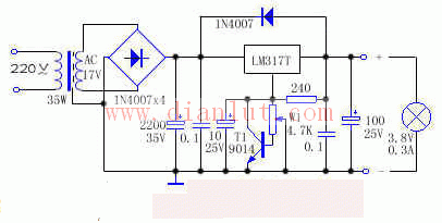 的电路图    lm317t应用电路一例电路 用lm317t制作可调稳压电源,常