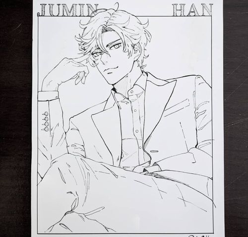 人物黑白动漫素材插画绘画线稿手绘女生男生长发短发转载二次元人物