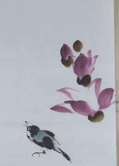 陈铭波老师画辛夷花和芙蓉花——2018年10月31日
