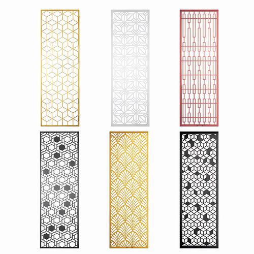 客厅玫瑰金简约不锈钢屏风现代入户玄关金属隔断铝板雕花镂空花格