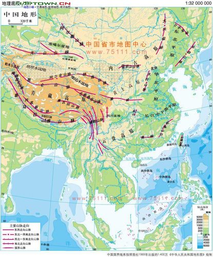 45°n,90°e,100°e,105°e,110°e和120°e经过的地理事物(世界地形