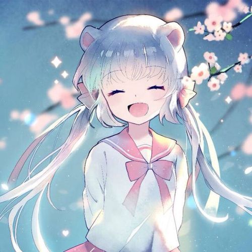 动漫少女 少女抱熊 呆萌少女孩 闺蜜头像 闺头 动漫少女黑白头像 简约