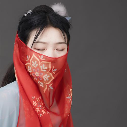 挽秀古风异域风情红色头饰面纱头巾面帘汉服周边发饰