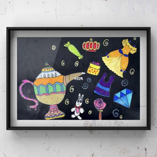 阿拉丁神灯儿童画_儿童画_创意美术_儿童创意美术_文化_绘画