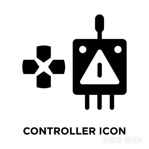 标志概念的控制器标志在透明背景, 实心黑色符号