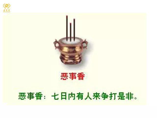 【恶事香】 香意:十日内有吉祥如意之事. 香意:十日内有进财之兆.