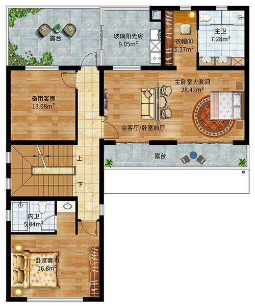 l型宅地新中式二层别墅,农村就建这样的房子,外观好看