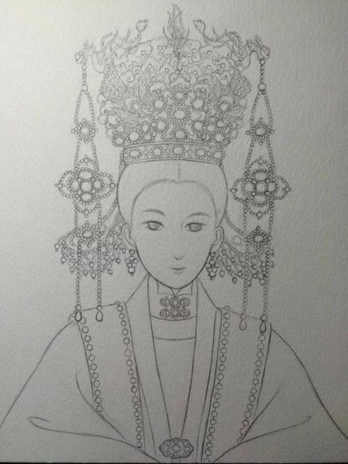 迷上明朝文化 手绘明制凤冠一张