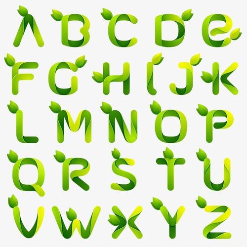 绿色环保叶子字母字体