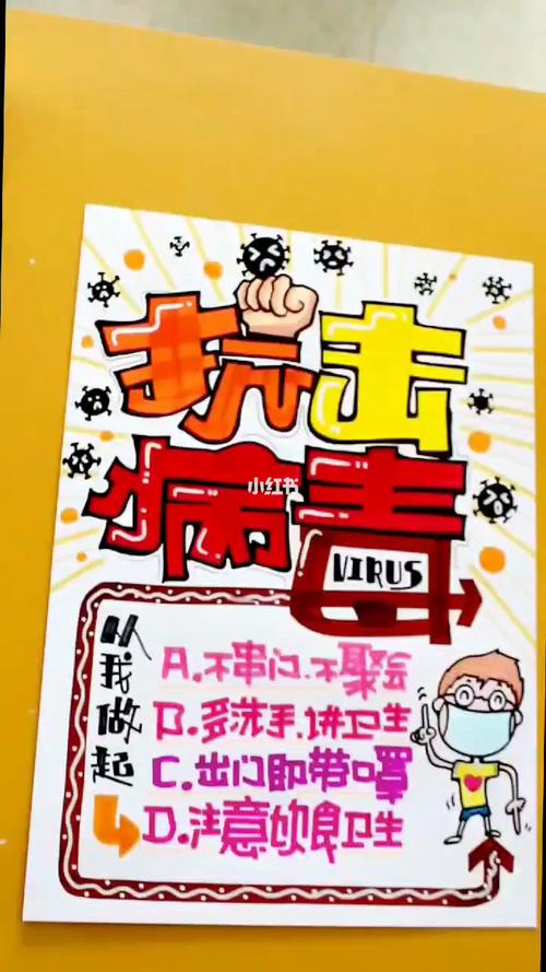 手绘pop抗击病毒海报,抗击病毒从小事做起_手绘_海报