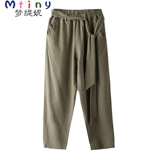 mtiny秋装新款中国风棉麻男长裤宽松小脚哈伦裤民族服装男唐装裤子