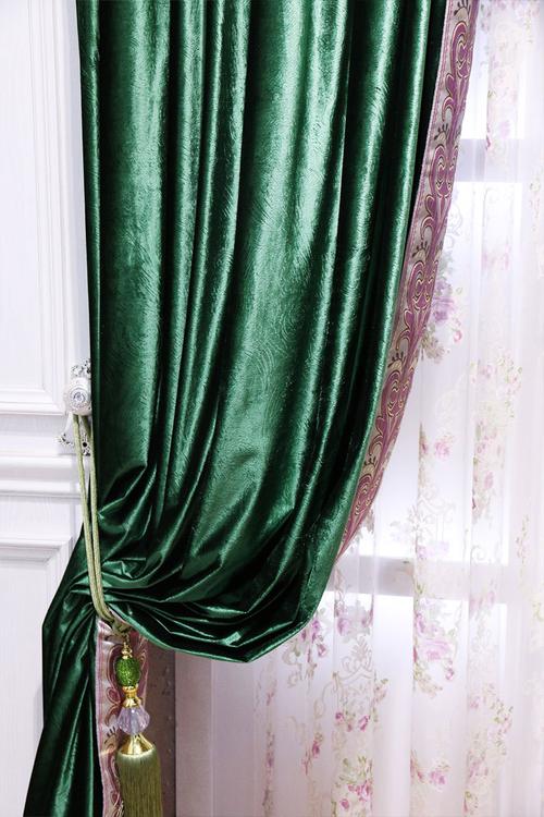 欧式窗帘意大利绒窗帘遮光纯色法兰绒窗帘布 客厅美式卧室窗帘