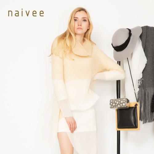 naivee/纳薇春季专柜同步款时尚马海毛高领宽松针织衫1564932w7