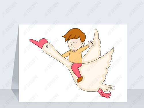 尼尔斯骑鹅旅行记免抠元素骑鹅卡通手绘