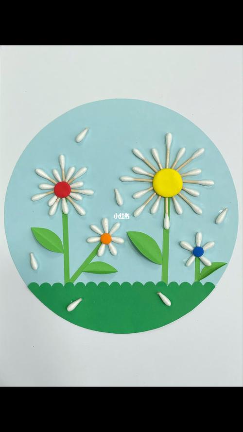 棉签拼贴画_棉签_手工制作_春天去哪玩_幼儿园手工_兴趣爱好_手工