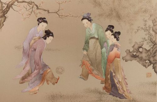 赏《仕女蹴鞠图》,品针法绣技