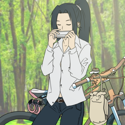 朋友非要我给他画个靠着他那破自行车子吹口琴的图北京