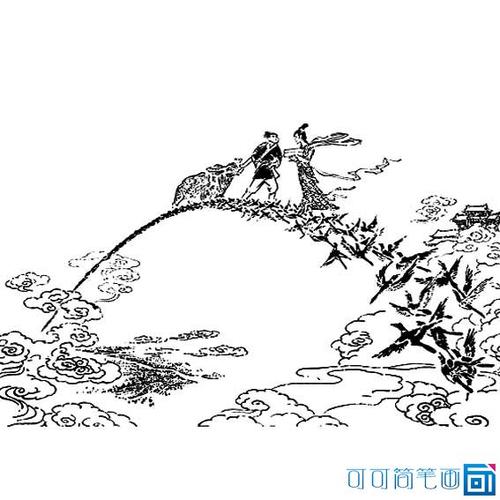 七夕牛郎织女鹊桥相会简笔画图片及故事